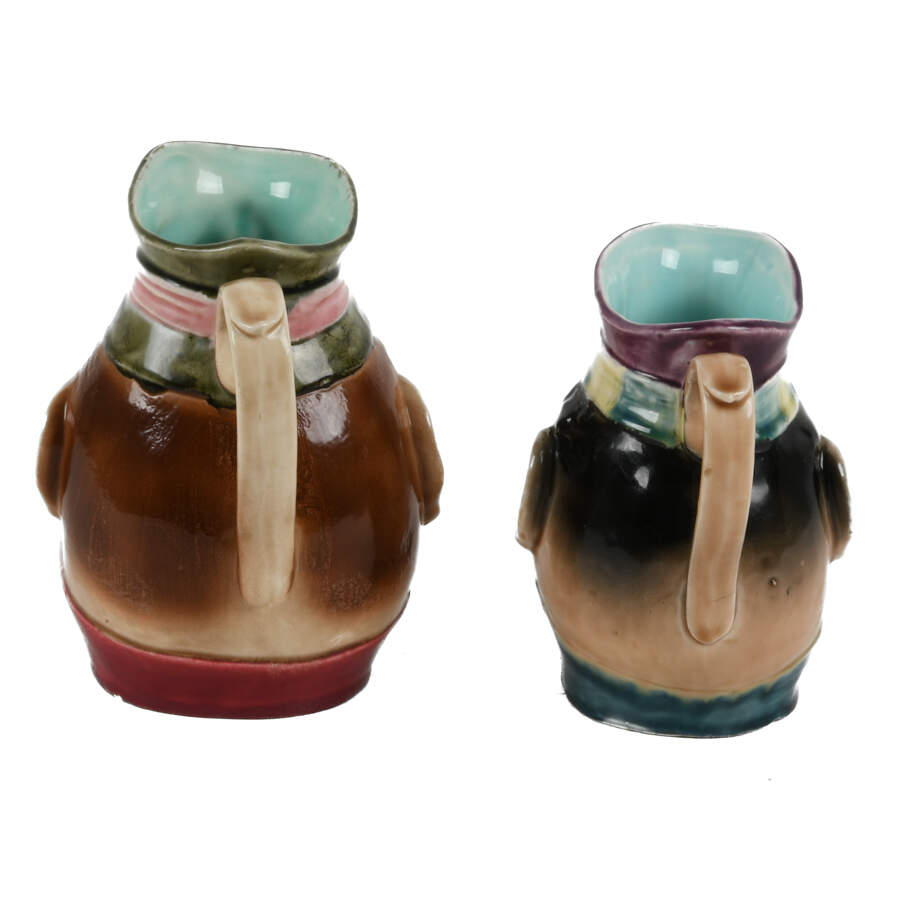 Antique Pair of French Sarreguemines Majolica Pitchers-3