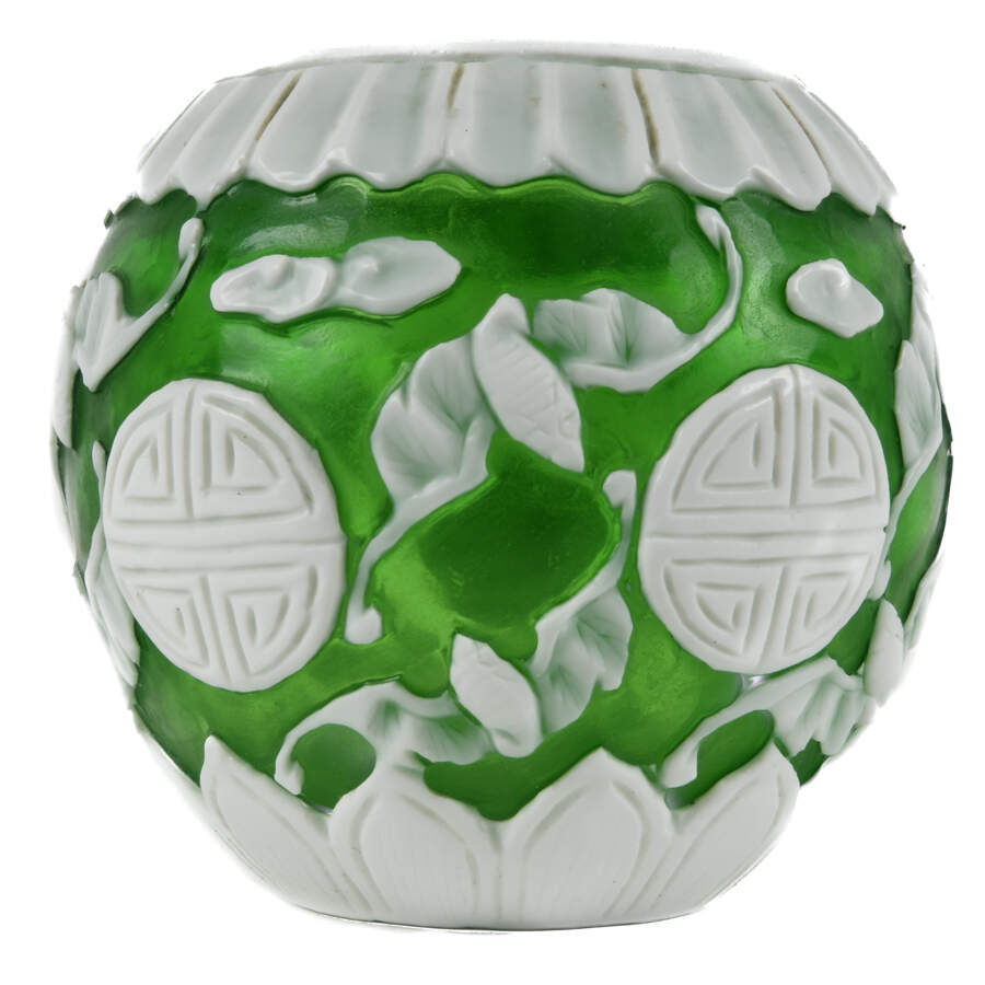 Antique Green and White Peking Glass Bowl-4