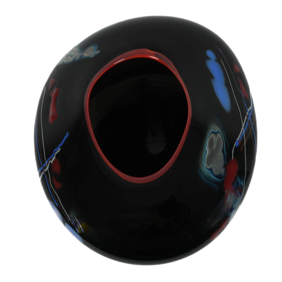 Contemporary Black Art Glass Bowl on Sculptural Base-3