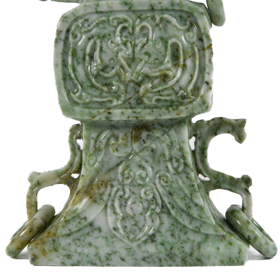 Antique Pair of Jade Double-Handled Vases-13