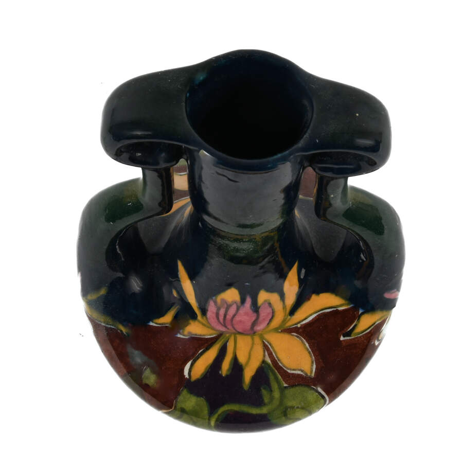 Old Moravian Austrian Floral Vase with Rounded Handles-4