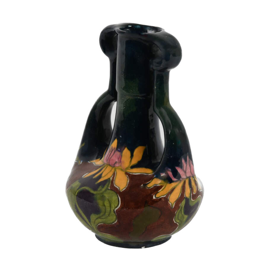 Old Moravian Austrian Floral Vase with Rounded Handles-3