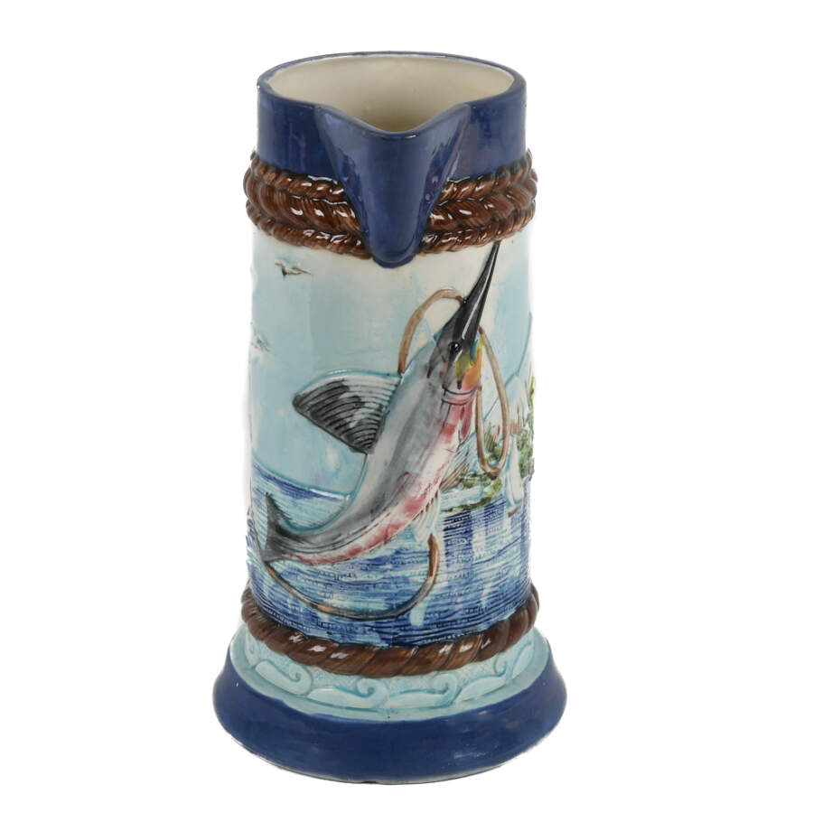 Vintage Majolica Marlin Water Pitcher-5