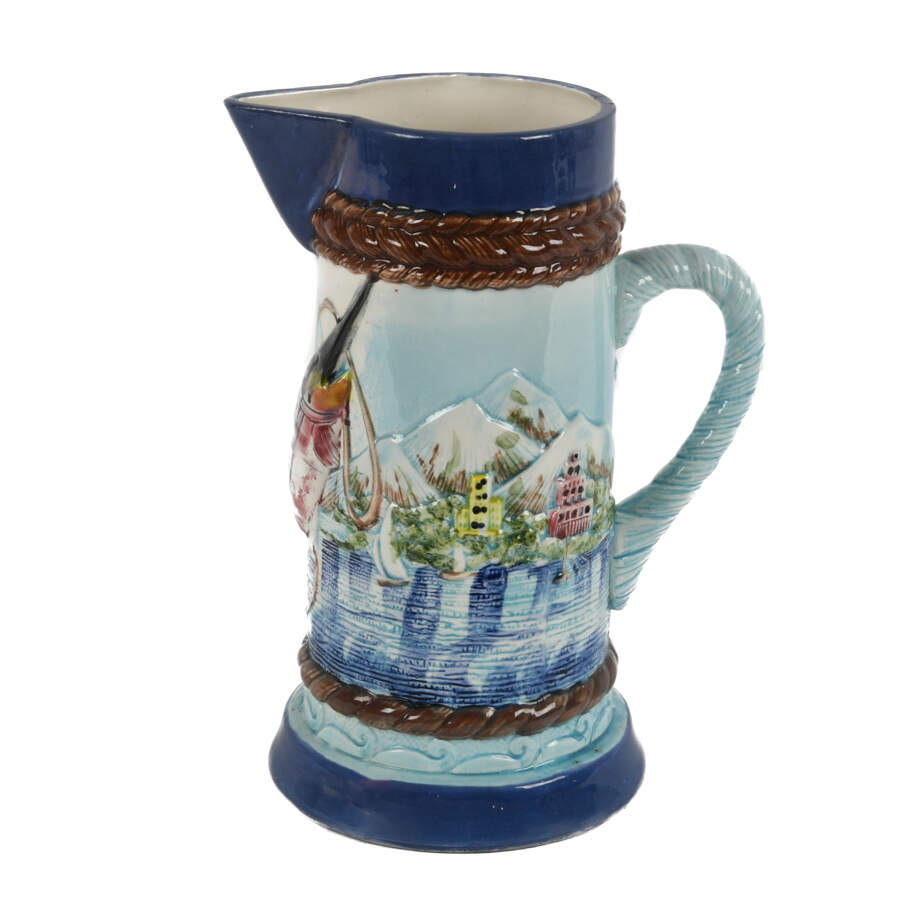 Vintage Majolica Marlin Water Pitcher-4