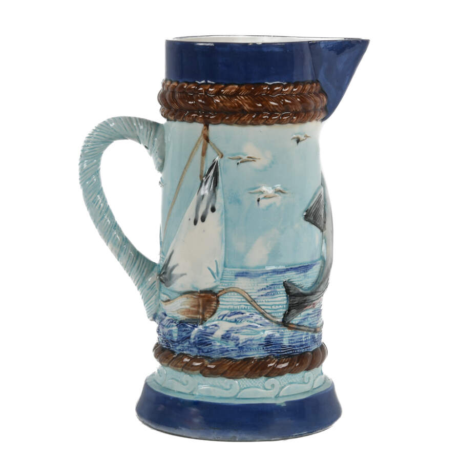 Vintage Majolica Marlin Water Pitcher-1