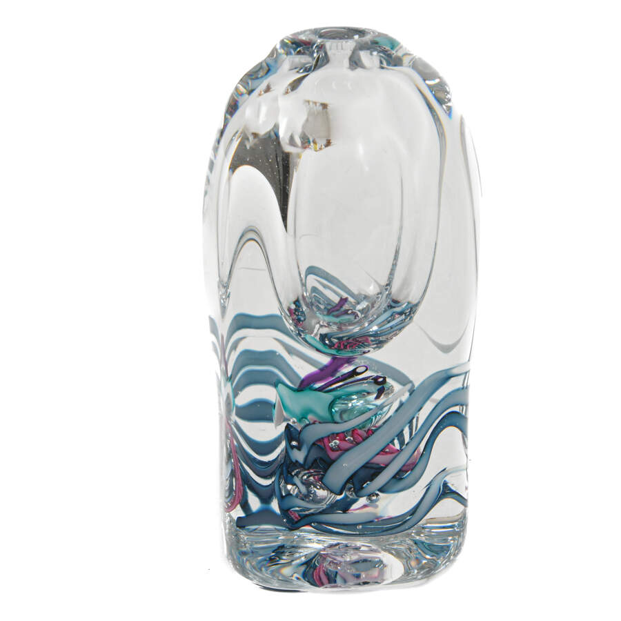 Art Glass Square Base Vase-4