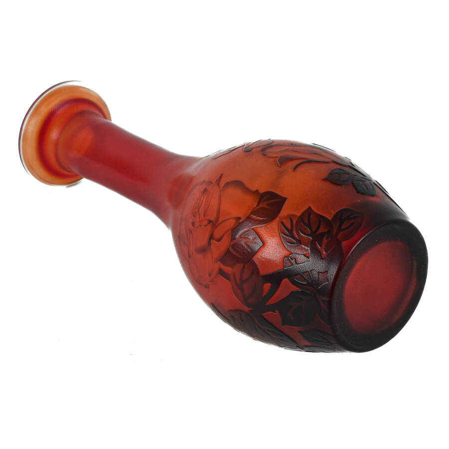 Antique Red Cameo Glass Rose Decanter-6