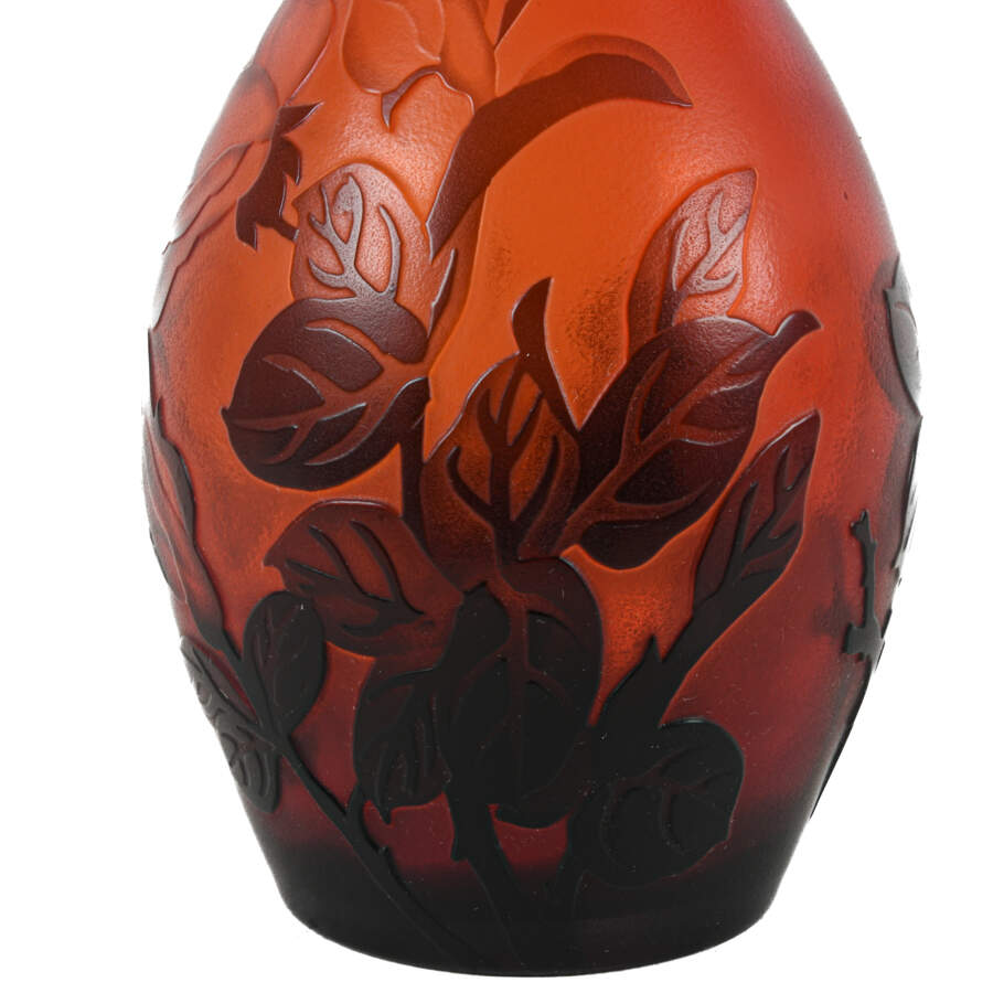 Antique Red Cameo Glass Rose Decanter-5