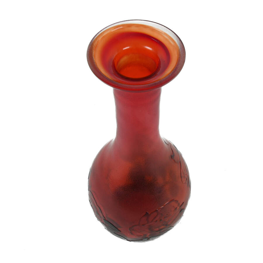 Antique Red Cameo Glass Rose Decanter-4