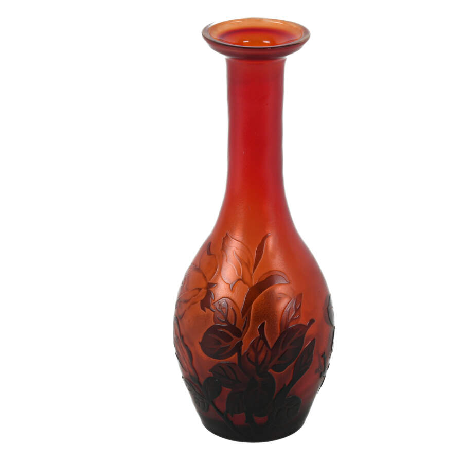 Antique Red Cameo Glass Rose Decanter-2