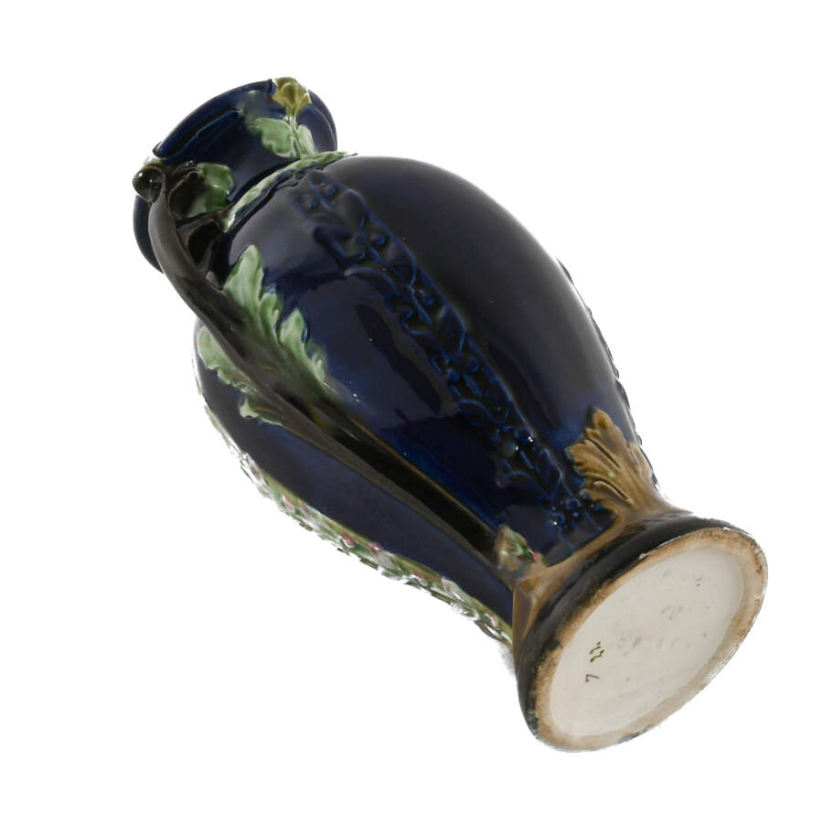 Antique Art Nouveau Majolica Two Handle Portrait Vase-6