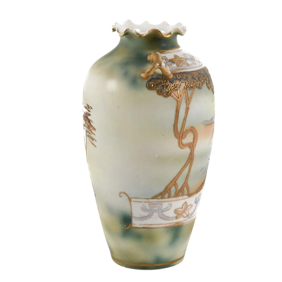 Nippon Hand-Painted Scenic Landscape Vase-7