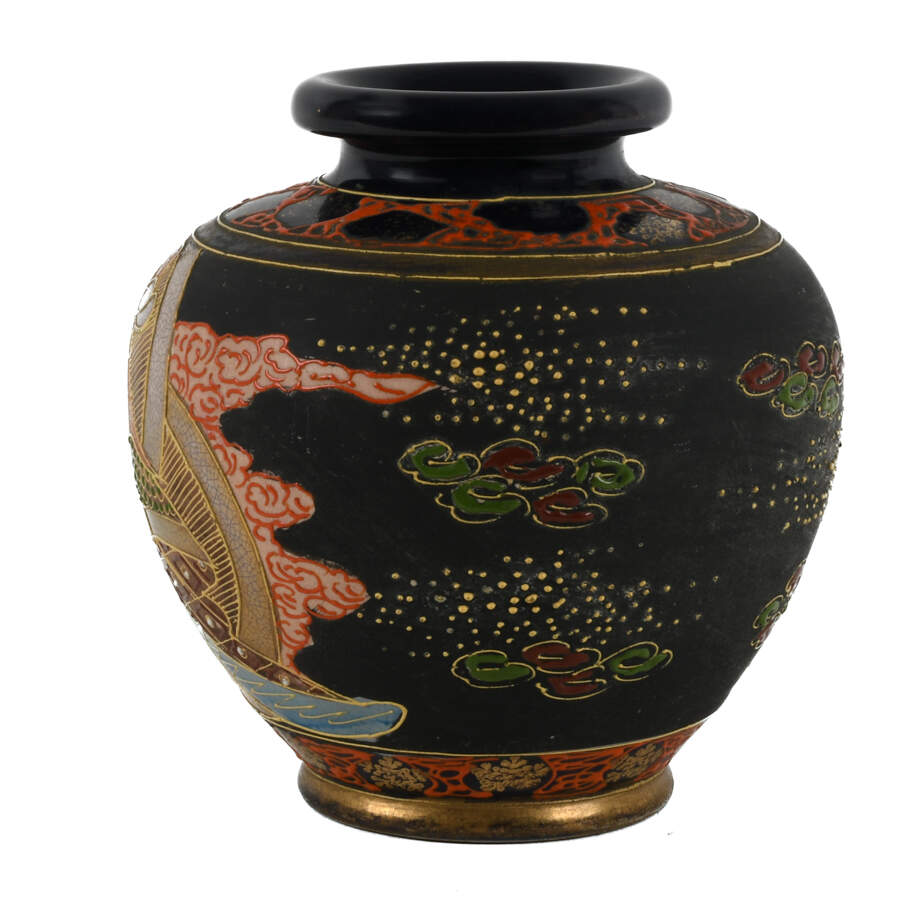 Antique Japanese Satsuma Portrait Vase-2