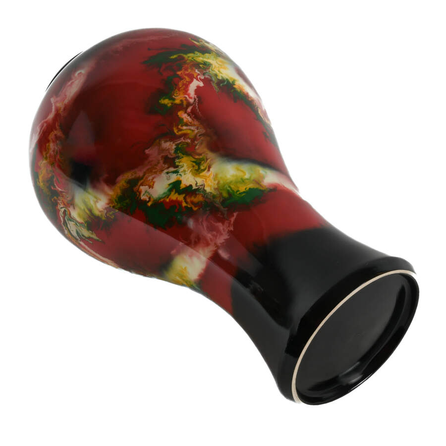 Chinese Red and Black Organic Swirl Glass Vase-5