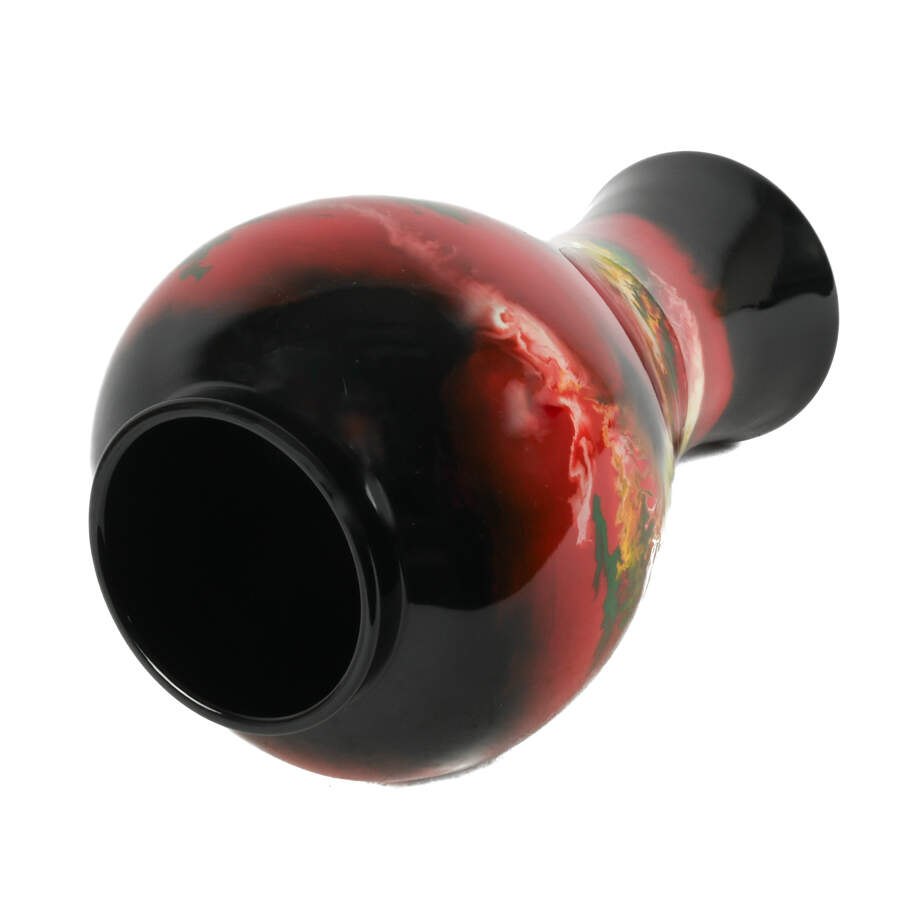 Chinese Red and Black Organic Swirl Glass Vase-4