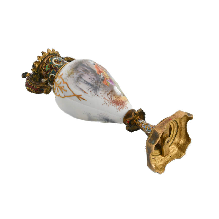 Antique French Sèvres Style Champlevé Enamel Porcelain Urn-6