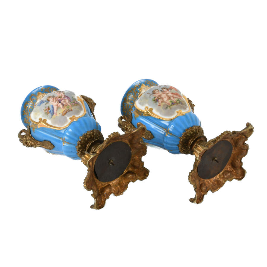 Antique Pair of French Ormolu Mounted Sèvres Vases-6