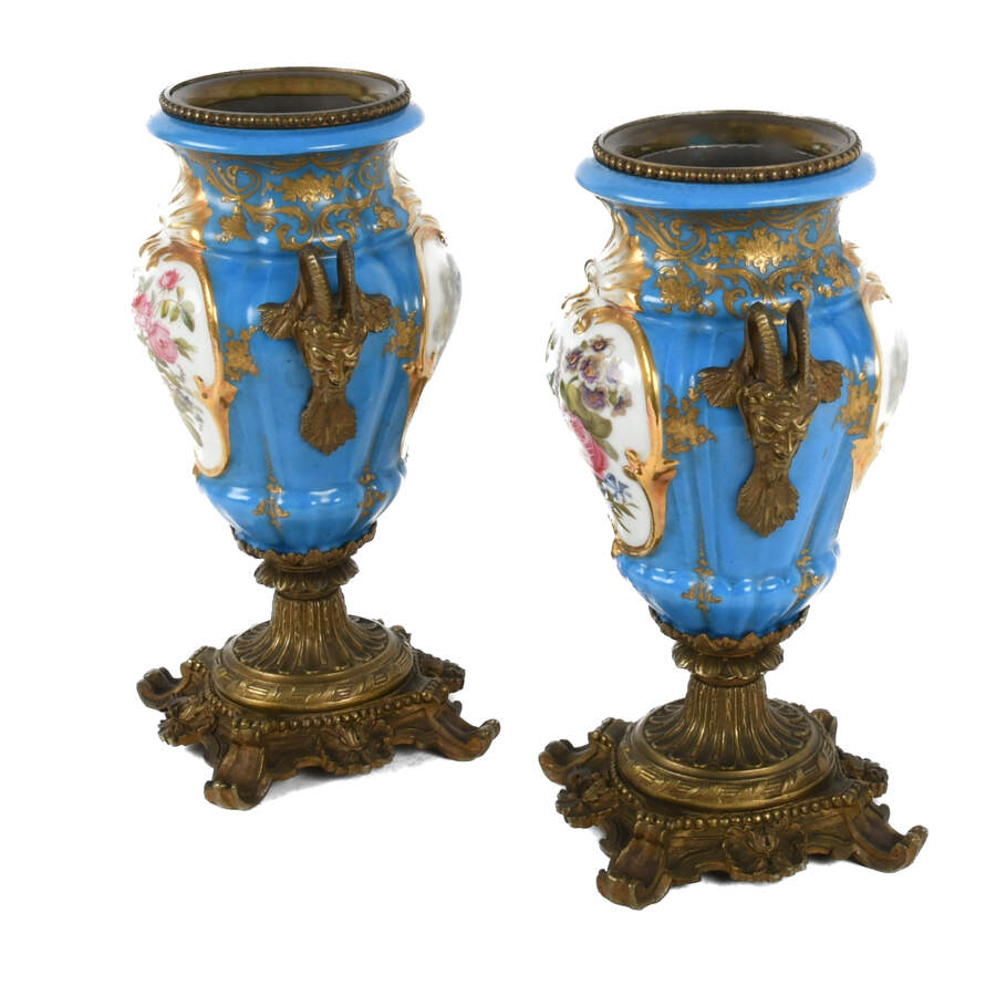 Antique Pair of French Ormolu Mounted Sèvres Vases-4