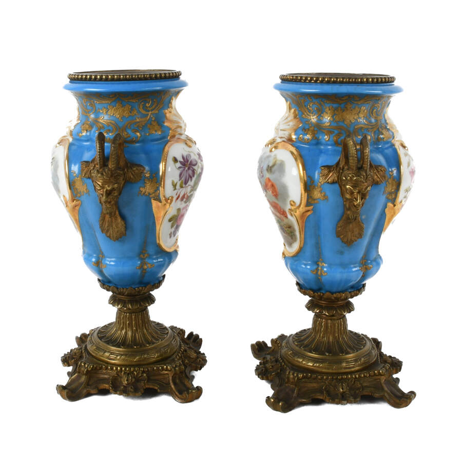 Antique Pair of French Ormolu Mounted Sèvres Vases-2