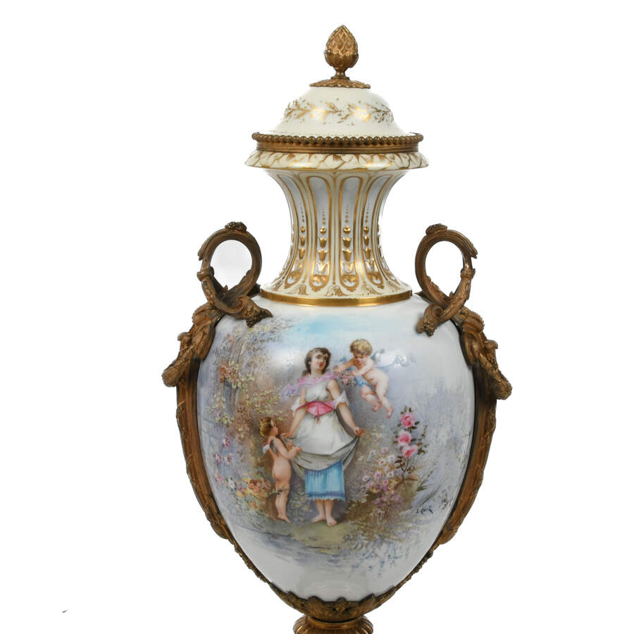 Large 19th-Century Sèvres Style Scenic Urn-5
