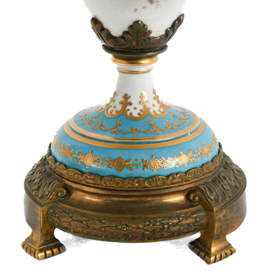 Antique Pair of French Sèvres-Style Ormolu Mounted Vases-8