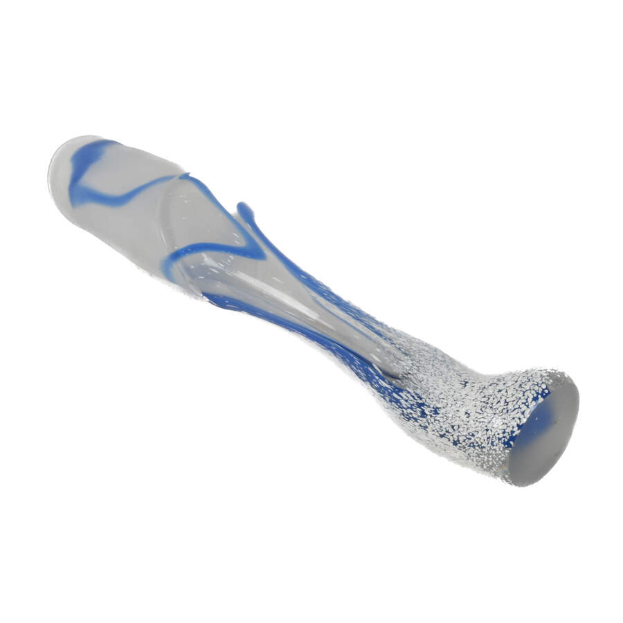 Murano Frosted White and Blue Art Glass Vase-5