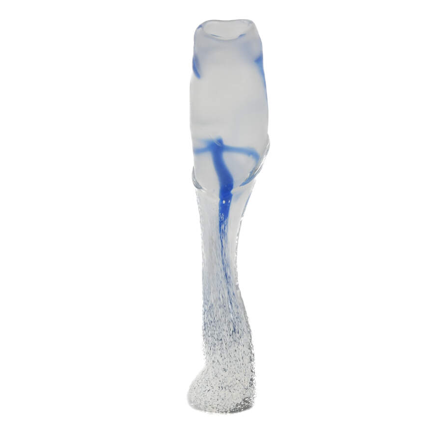 Murano Frosted White and Blue Art Glass Vase-4
