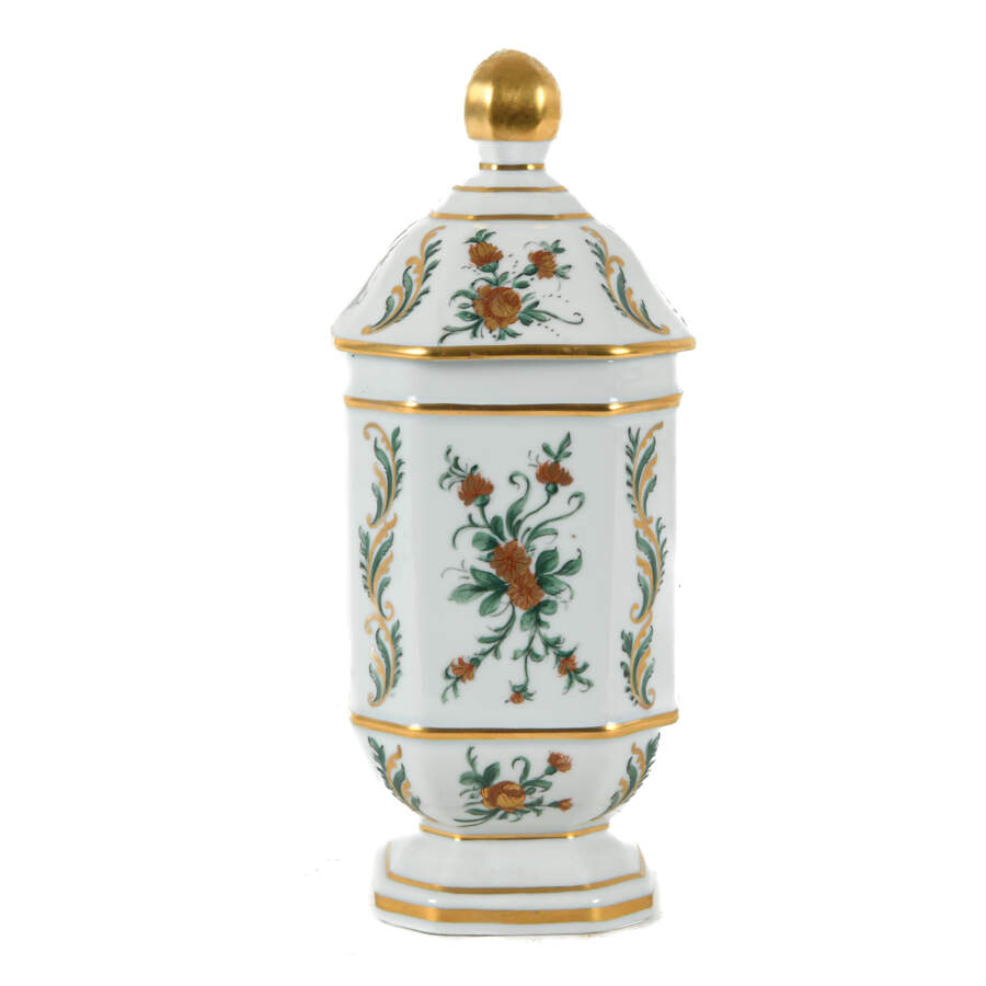 Limoges French Hand-Painted Lidded Jar-1