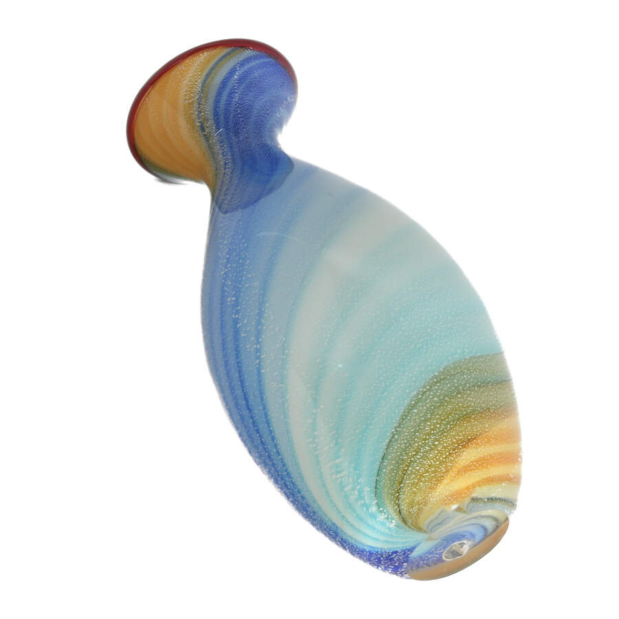 Murano Flack Blue and Brown Art Glass Vase from Cristalleria D'Arte-5
