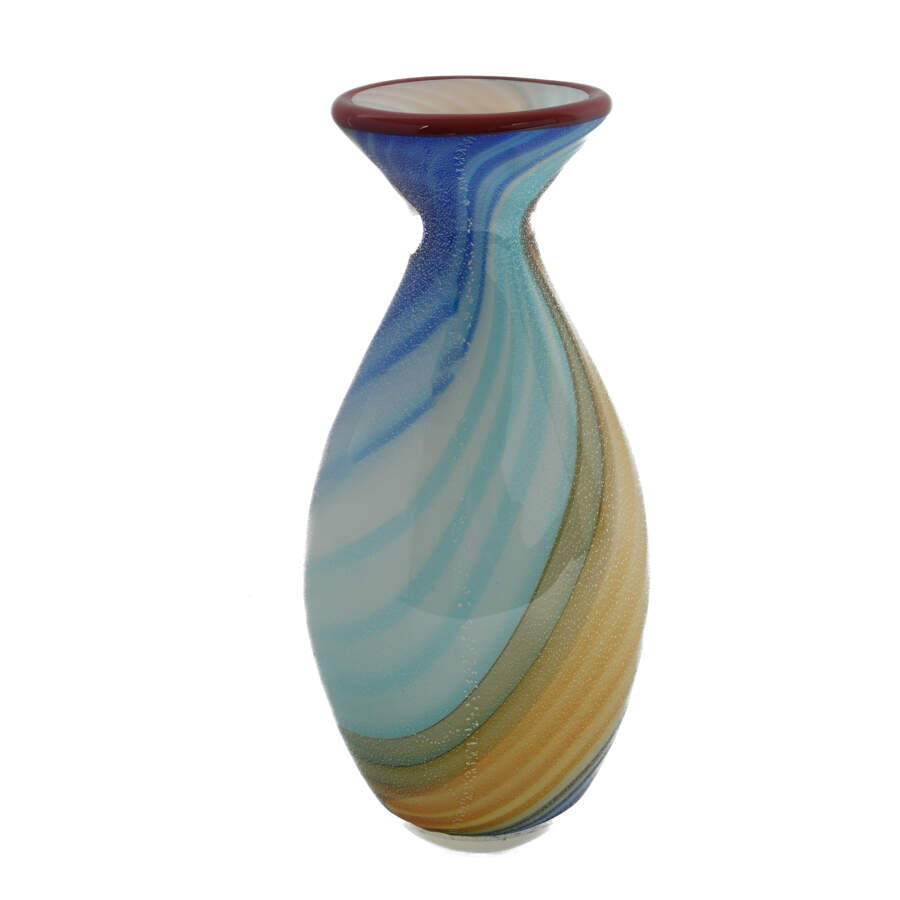 Murano Flack Blue and Brown Art Glass Vase from Cristalleria D'Arte-4