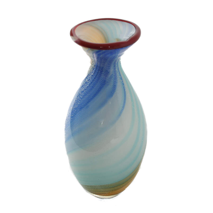 Murano Flack Blue and Brown Art Glass Vase from Cristalleria D'Arte-2