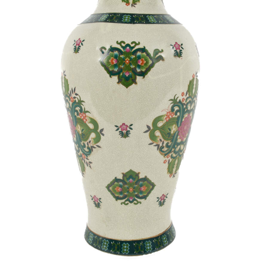 Chinese Floral Decorated Scallop Edge Vase-4