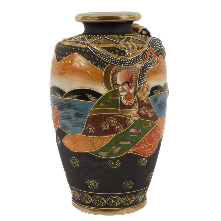 Japanese Painted Figural Satsuma Vase-3