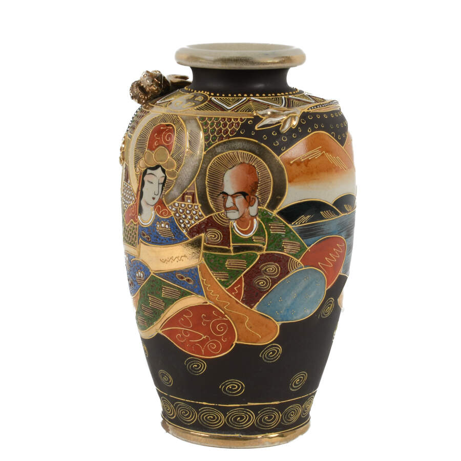 Japanese Painted Figural Satsuma Vase-2