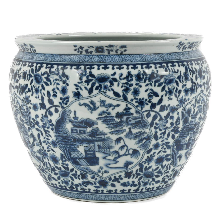 Chinese Fish and Geometric Designed Planter-3