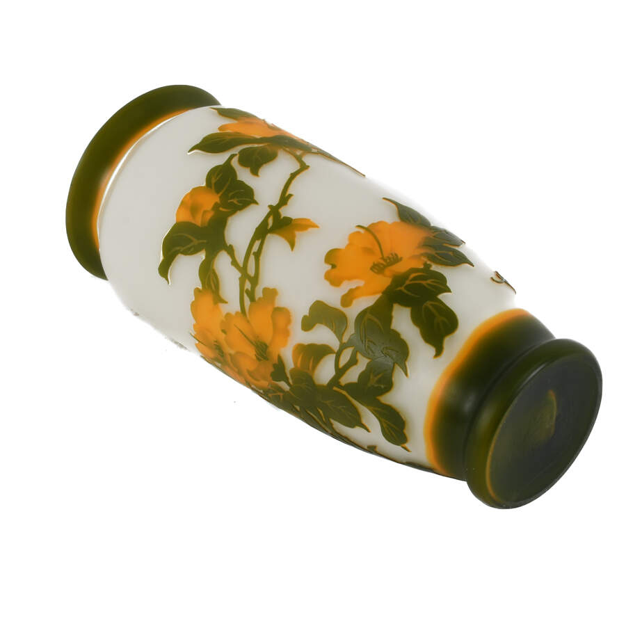 Cameo Floral Art Glass Vase After Émile Gallé-6