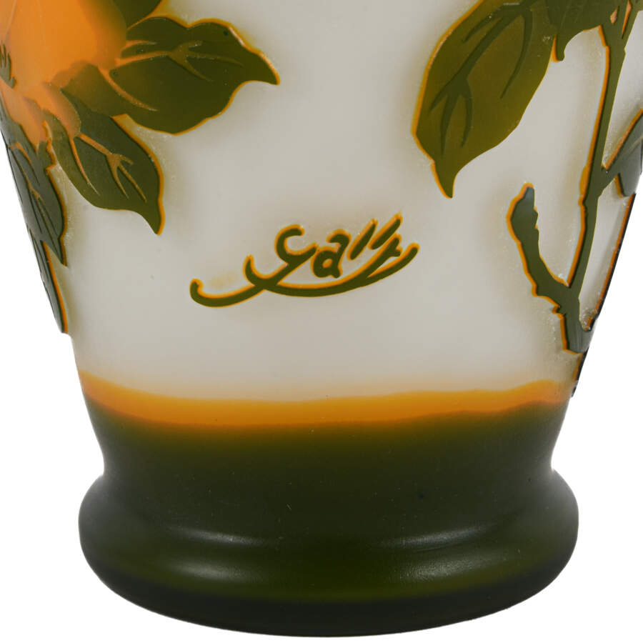 Cameo Floral Art Glass Vase After Émile Gallé-5