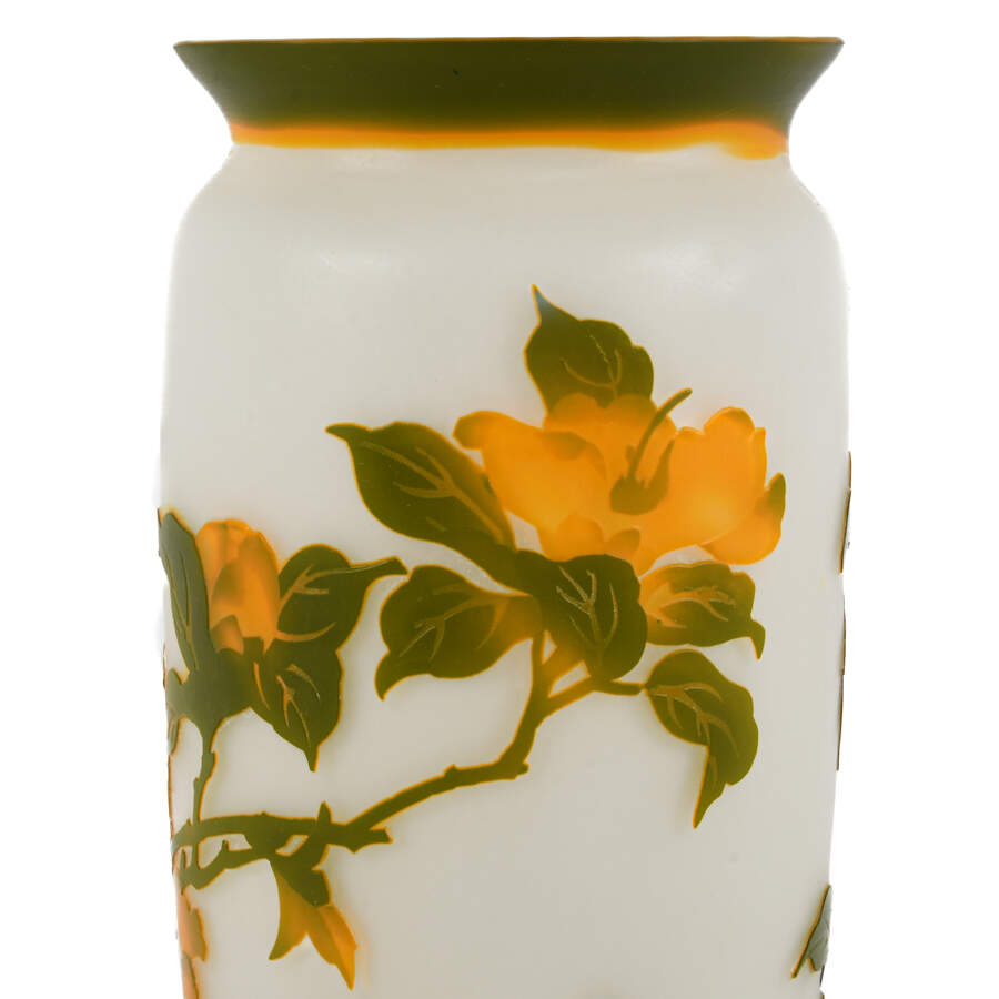 Cameo Floral Art Glass Vase After Émile Gallé-4