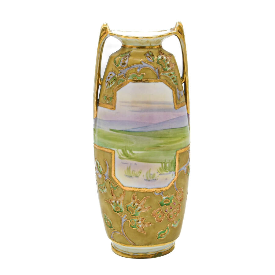 Nippon Hand-Painted Landscape Scenic Vase-3