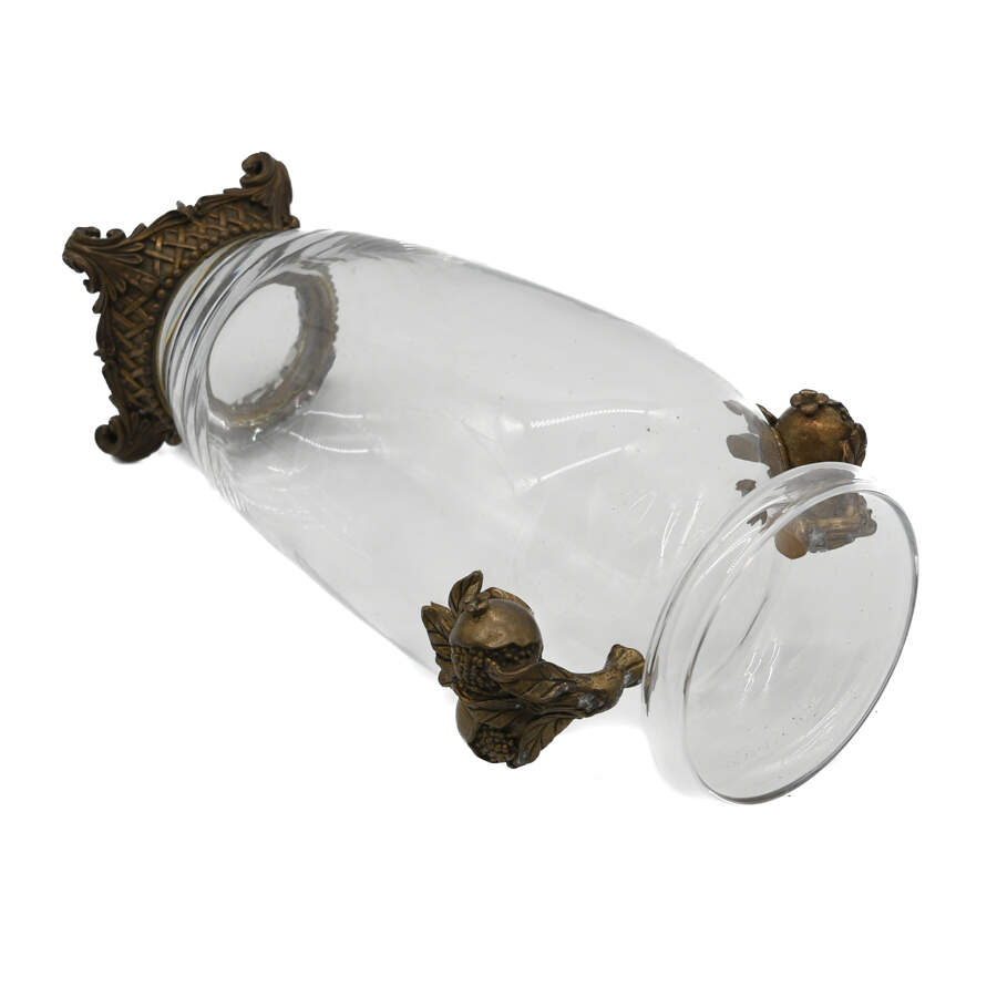 Double Handle Hand Blown Crystal Vase on Metal Base-5