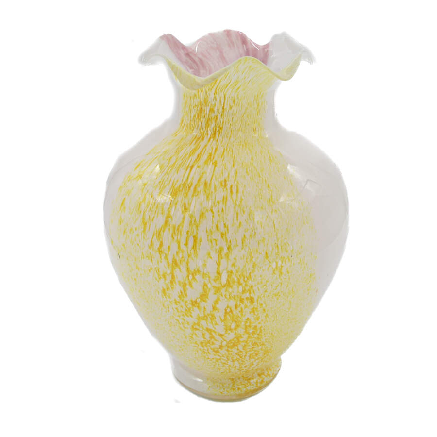 White with Pink and Yellow Splatter Design Vase-4