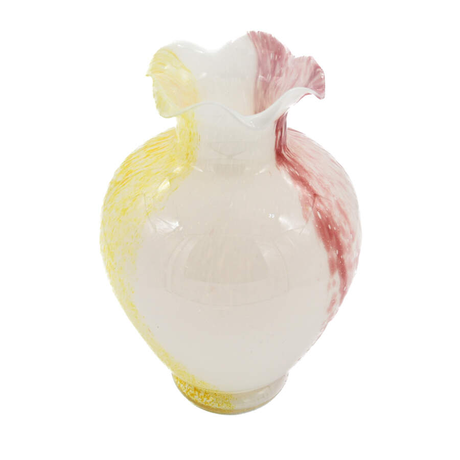 White with Pink and Yellow Splatter Design Vase-2