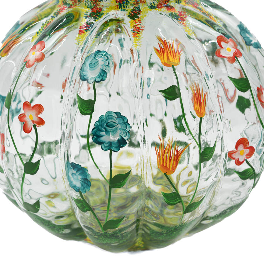 Hand-Painted Floral Glass Jar with Lid-4