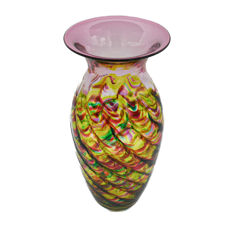 Mid-Century Multi-Color Art Glass Vase-3