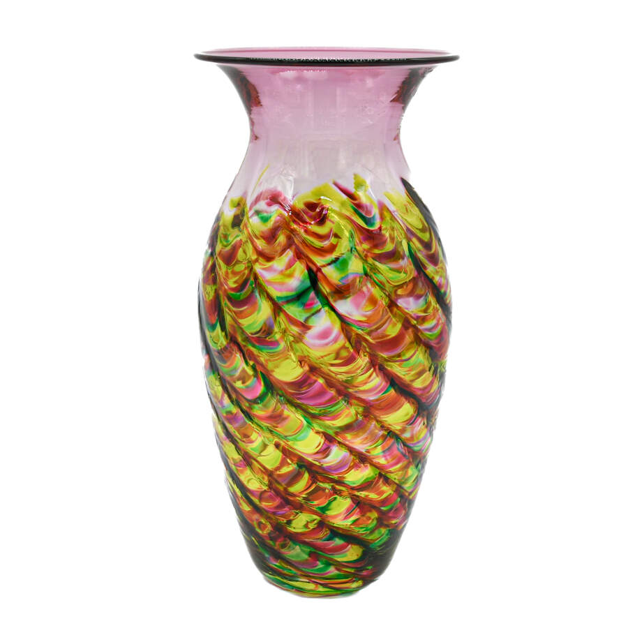 Mid-Century Multi-Color Art Glass Vase-2