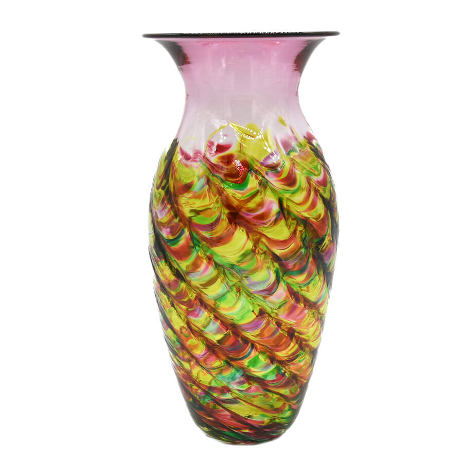 Mid-Century Multi-Color Art Glass Vase-1