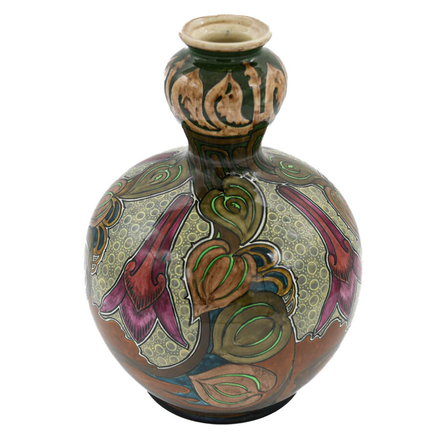 Antique Royal Bonn Art Nouveau Double Gourd Old Dutch Vase-3