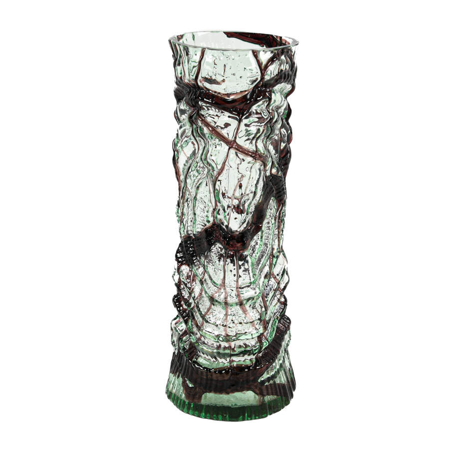 Art Glass Brutalist Purple and Crystal Vase-2