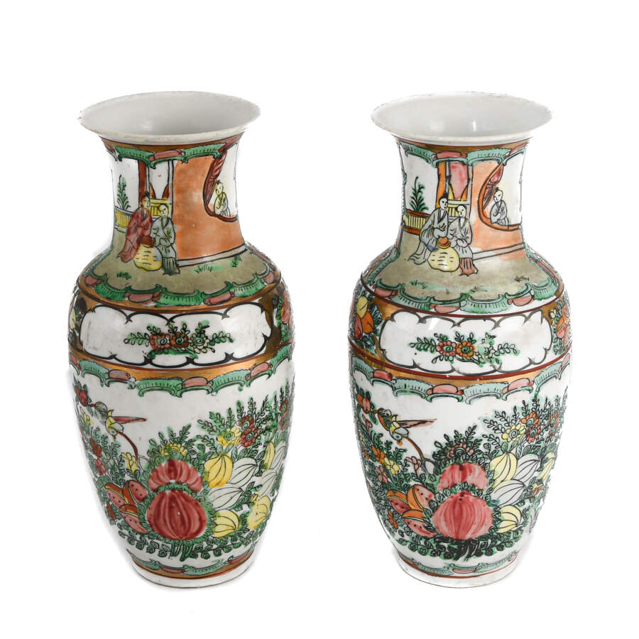 Pair of Chinese Famille Verte Vases-1