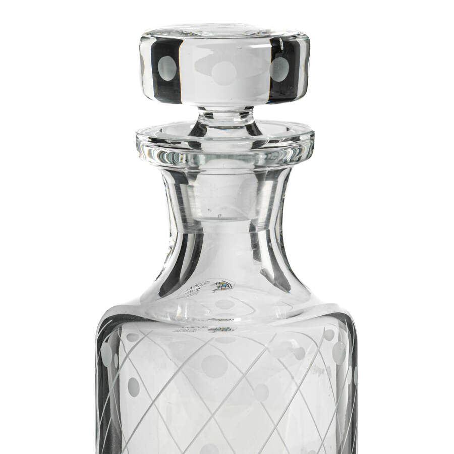 Global Views Portuguese Crystal Dots and Diagonal Lines Decanter-3
